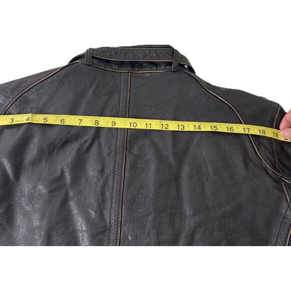 Black Rivet Cafe Racer Motorcycle Leather Jacket Mens XL Brown Distressed Finish - Picture 10 of 12